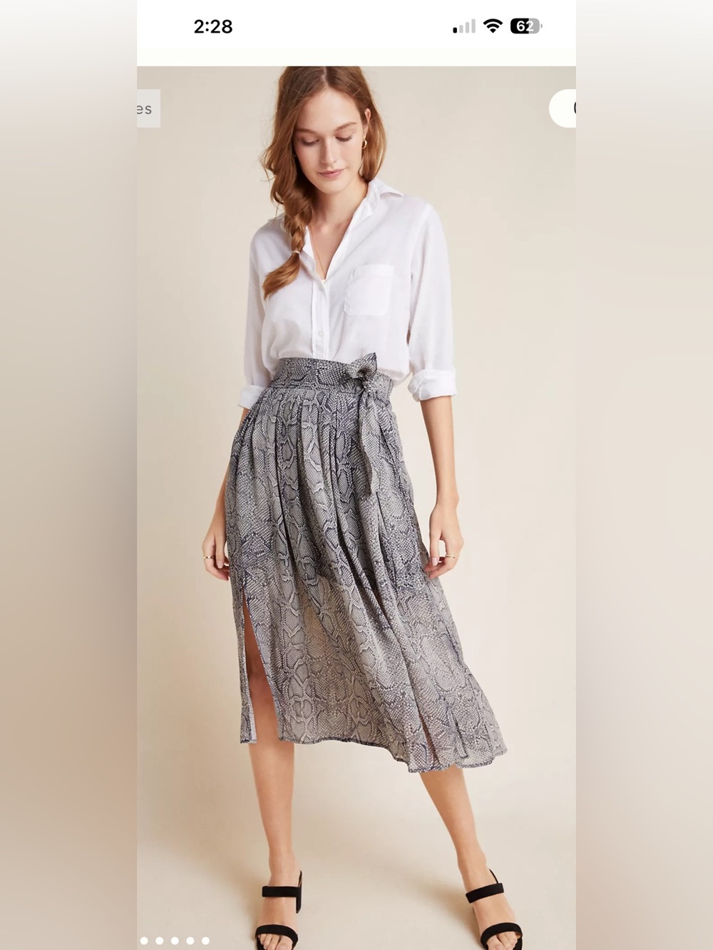 Anthropologie/Maeve Snake-Print Midi Skirt with Tie Waist